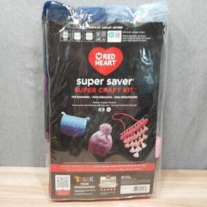 Super Craft Kit Red Heart Super Saver Beginner 12 Balls 1116yd Pink Blue